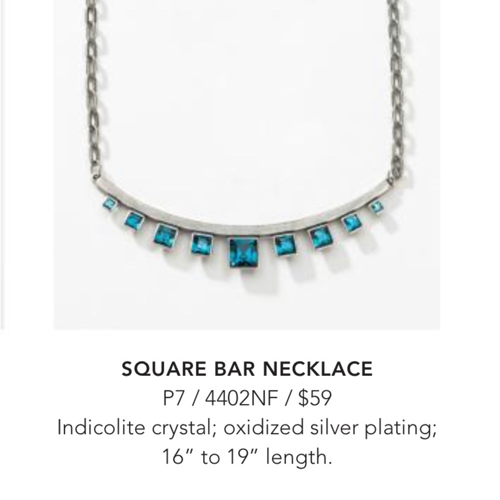 Square Bar Necklace.  Touchstone Crystal, brand new, retired.